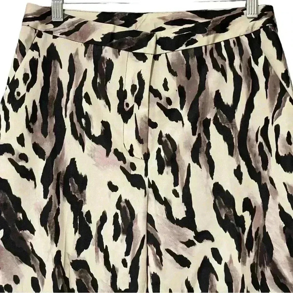 Natori Lynx Cotton Sateen Pant 10 Taupe Chic Maximalism Animal Print Tapered NWT - Picture 5 of 10